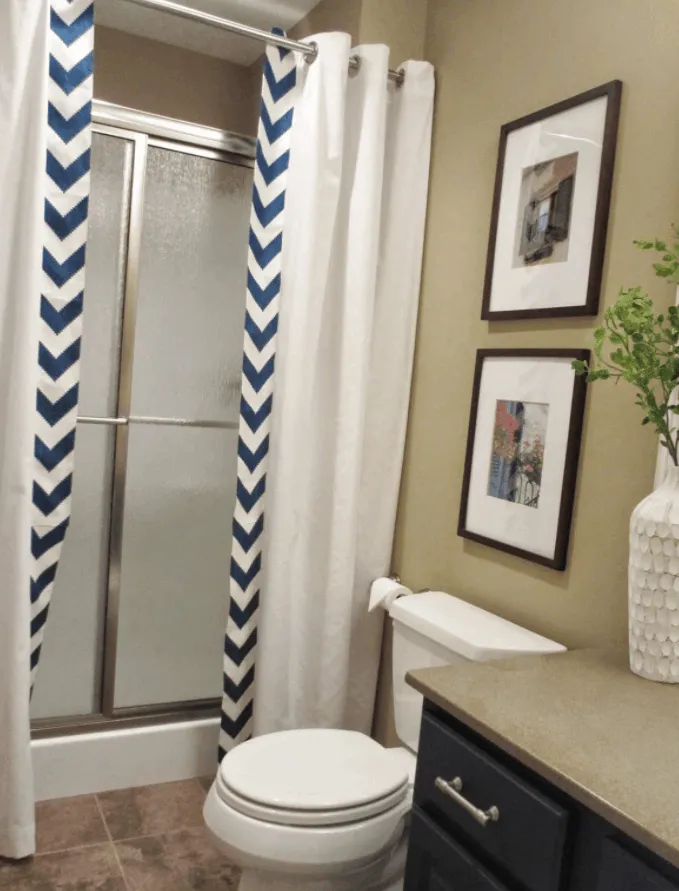 Guest Bathroom No-Sew Shower Curtain Tutorial