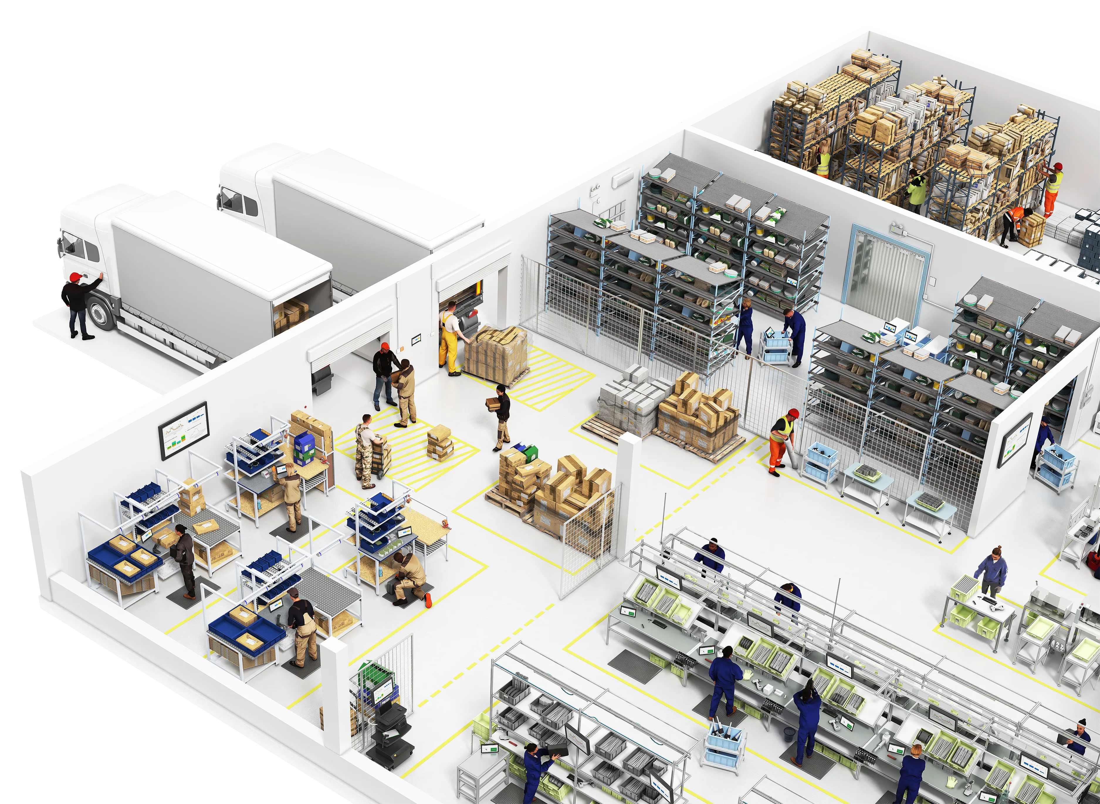 Day-in-the-life of a manufacturing facility illustration